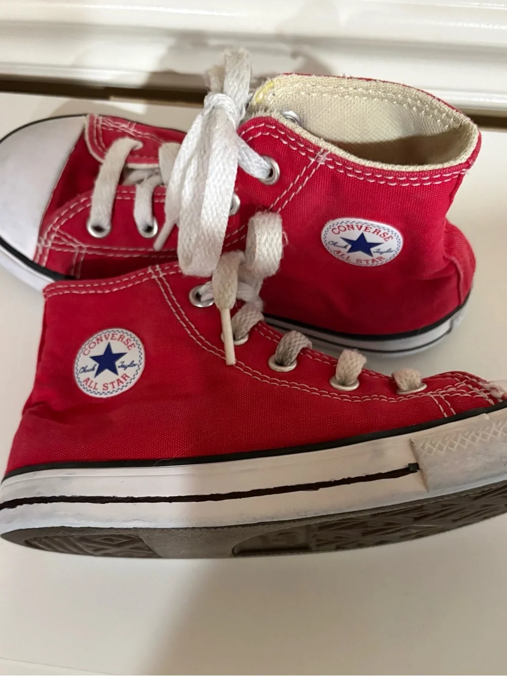 Converse Kids Red Canvas High-Top Sneakers with White Laces